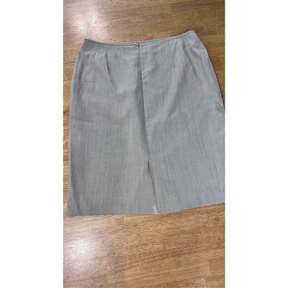Zanella Women's Virgin Wool Fully Lined Midi Straight Pencil Skirt Gray Size 14 - Picture 7 of 11